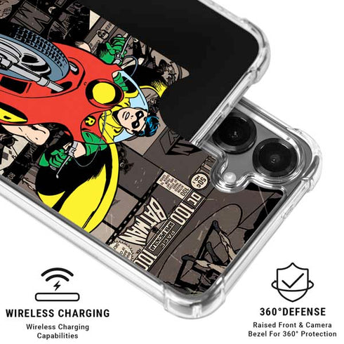 DC Comics Robin Vintage Action pose pattern Galaxy S26 Plus Clear Case