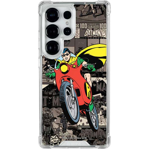 DC Comics Robin Vintage Action pose pattern Galaxy S26 Ultra Clear Case