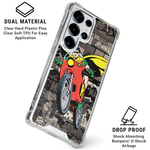DC Comics Robin Vintage Action pose pattern Galaxy S26 Ultra Clear Case