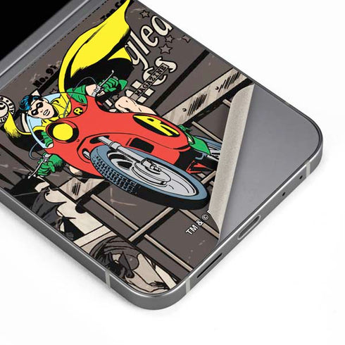 DC Comics Robin Vintage Action pose pattern Galaxy Z Flip6 Skin