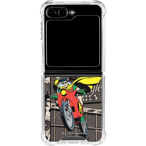 DC Comics Robin Vintage Action pose pattern Galaxy Z Flip6 Clear Case