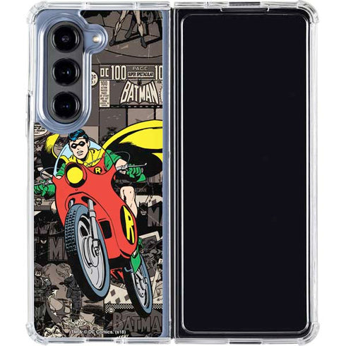 DC Comics Robin Vintage Action pose pattern Galaxy Z Fold5 5G Clear Case