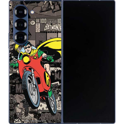 DC Comics Robin Vintage Action pose pattern Galaxy Z Fold6 Skin