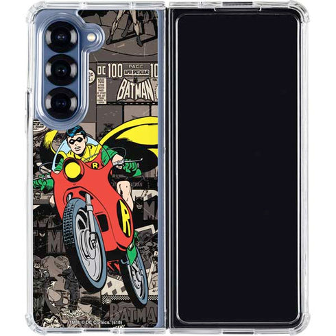DC Comics Robin Vintage Action pose pattern Galaxy Z Fold7 Clear Case