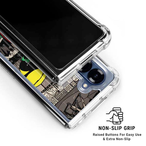 DC Comics Robin Vintage Action pose pattern Galaxy Z Fold7 Clear Case