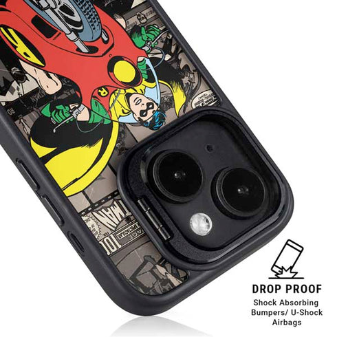 DC Comics Robin Vintage Action pose pattern iPhone 14 Kickstand Case