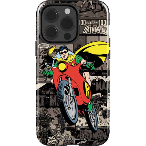 DC Comics Robin Vintage Action pose pattern iPhone 15 Pro Impact Case