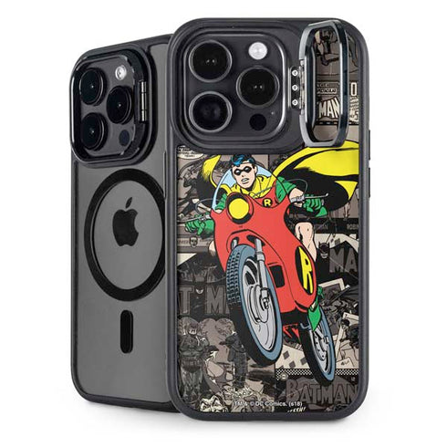 DC Comics Robin Vintage Action pose pattern iPhone 15 Pro Max Kickstand Case