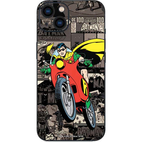 DC Comics Robin Vintage Action pose pattern iPhone 15 Skin