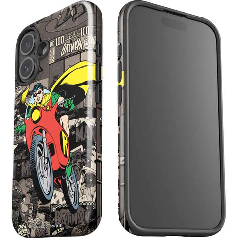 DC Comics Robin Vintage Action pose pattern iPhone 16 Impact Case