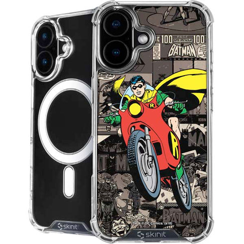 DC Comics Robin Vintage Action pose pattern iPhone 16 MagSafe Case