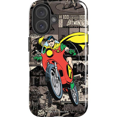 DC Comics Robin Vintage Action pose pattern iPhone 16 Magsafe Impact Case