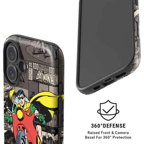 DC Comics Robin Vintage Action pose pattern iPhone 16 Magsafe Impact Case