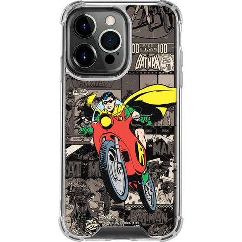 DC Comics Robin Vintage Action pose pattern iPhone 16 Pro Clear Case