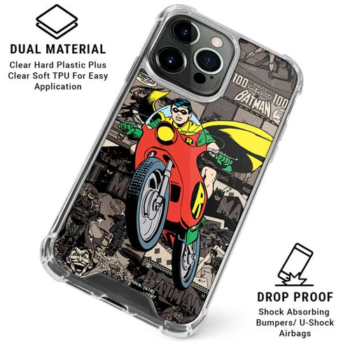 DC Comics Robin Vintage Action pose pattern iPhone 16 Pro Clear Case