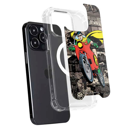DC Comics Robin Vintage Action pose pattern iPhone 16 Pro Max MagSafe Case