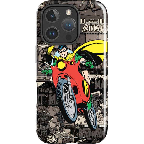 DC Comics Robin Vintage Action pose pattern iPhone 16 Pro Max Magsafe Impact Case