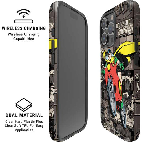 DC Comics Robin Vintage Action pose pattern iPhone 16 Pro Max Magsafe Impact Case