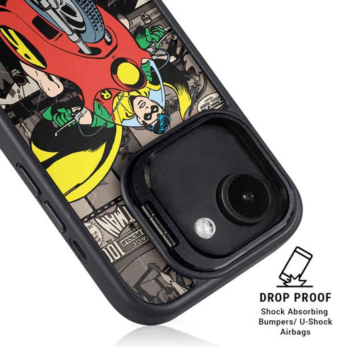 DC Comics Robin Vintage Action pose pattern iPhone 16e Kickstand Case