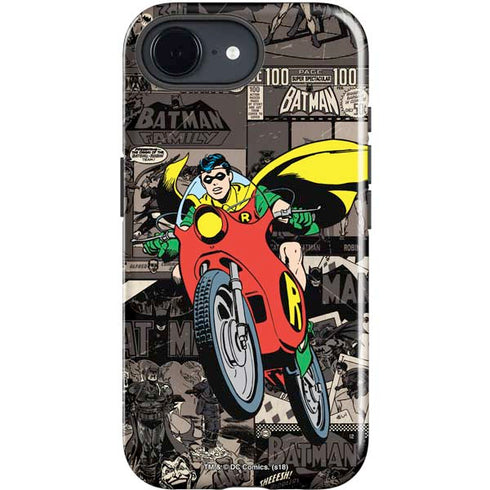 DC Comics Robin Vintage Action pose pattern iPhone 16e Impact Case