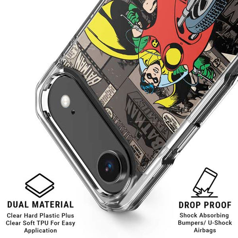 DC Comics Robin Vintage Action pose pattern iPhone 17 Air Clear Case