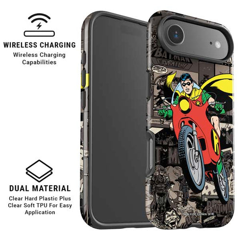 DC Comics Robin Vintage Action pose pattern iPhone 17 Air Magsafe Impact Case