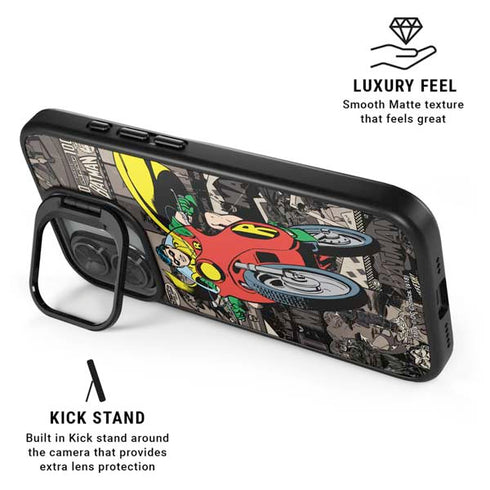 DC Comics Robin Vintage Action pose pattern iPhone 17 Kickstand Case