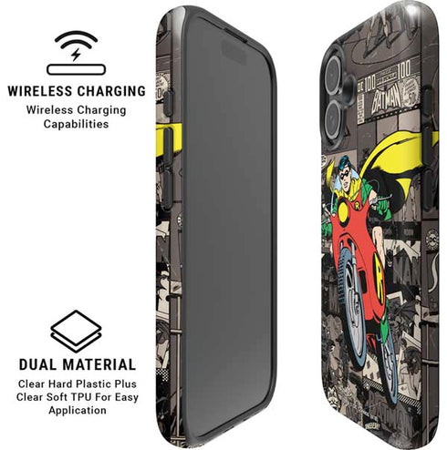 DC Comics Robin Vintage Action pose pattern iPhone 17 Magsafe Impact Case