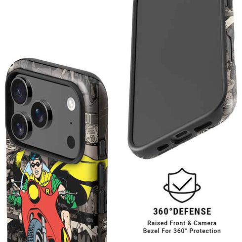 DC Comics Robin Vintage Action pose pattern iPhone 17 Pro Magsafe Impact Case