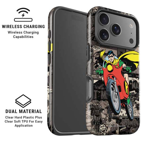 DC Comics Robin Vintage Action pose pattern iPhone 17 Pro Magsafe Impact Case