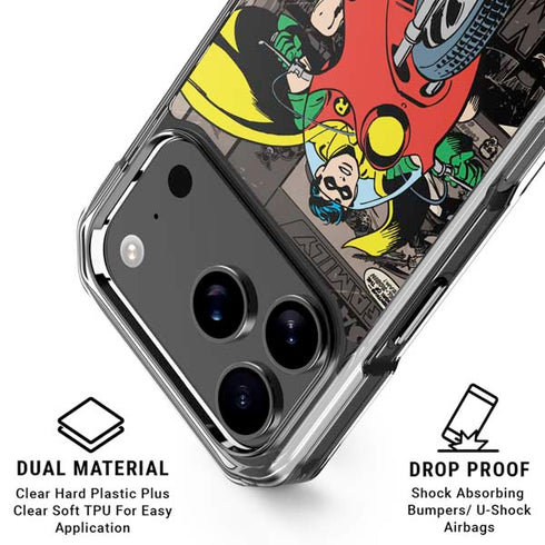 DC Comics Robin Vintage Action pose pattern iPhone 18 Pro Clear Case
