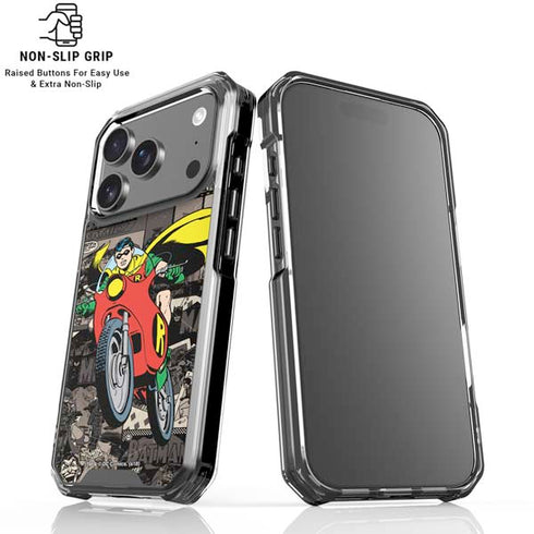 DC Comics Robin Vintage Action pose pattern iPhone 18 Pro Clear Case