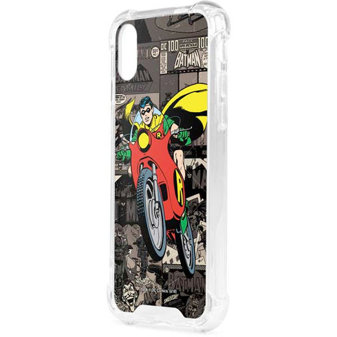 DC Comics Robin Vintage Action pose pattern iPhone XS Clear Case