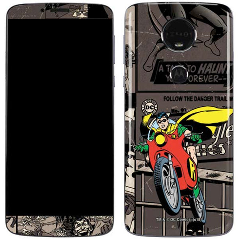 DC Comics Robin Vintage Action pose pattern Moto E5 Plus Skin