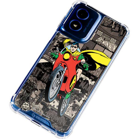 DC Comics Robin Vintage Action pose pattern Moto G Play 4G (2024) Clear Case