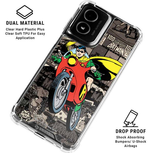 DC Comics Robin Vintage Action pose pattern Moto G Power 5G (2024) Clear Case