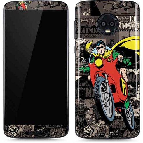 DC Comics Robin Vintage Action pose pattern Moto G6 Skin