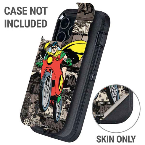 DC Comics Robin Vintage Action pose pattern Otterbox Defender iPhone Skin