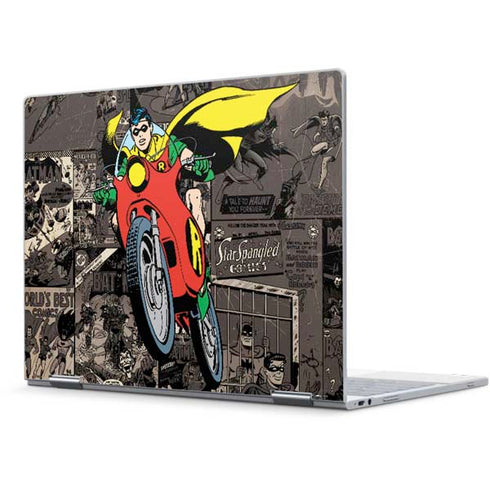 DC Comics Robin Vintage Action pose pattern Pixelbook Skin