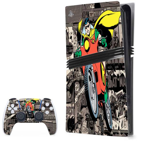 DC Comics Robin Vintage Action pose pattern PS5 Pro Bundle Skin