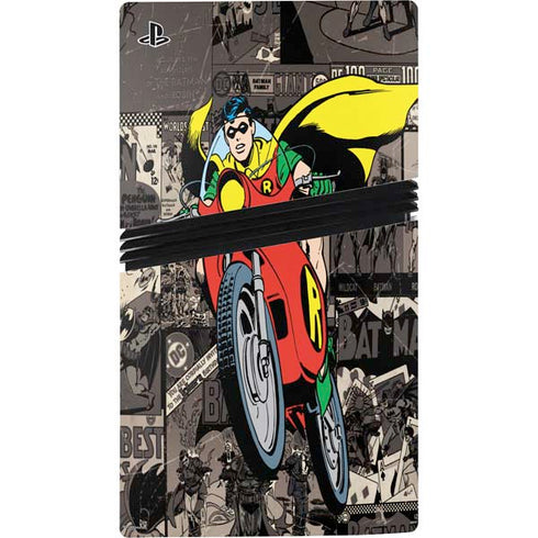 DC Comics Robin Vintage Action pose pattern PS5 Pro Console Skin