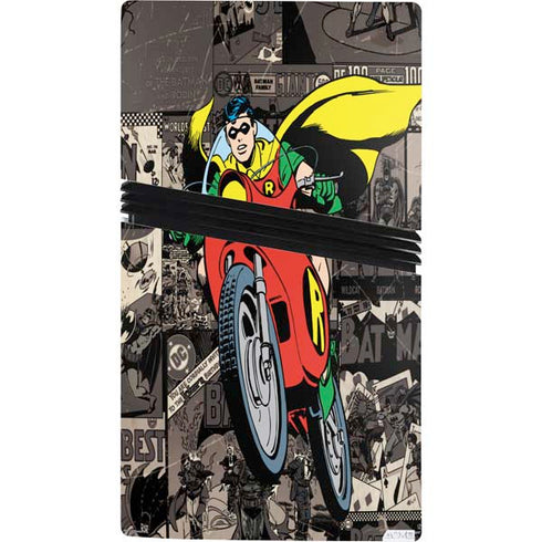 DC Comics Robin Vintage Action pose pattern PS5 Pro Console Skin