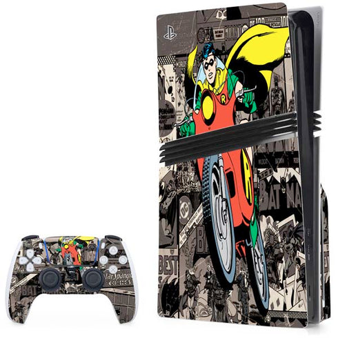 DC Comics Robin Vintage Action pose pattern PS5 Pro Disk Bundle Skin