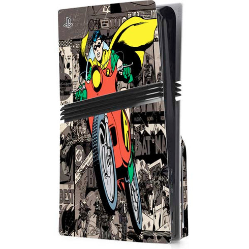 DC Comics Robin Vintage Action pose pattern PS5 Pro Disk Console Skin