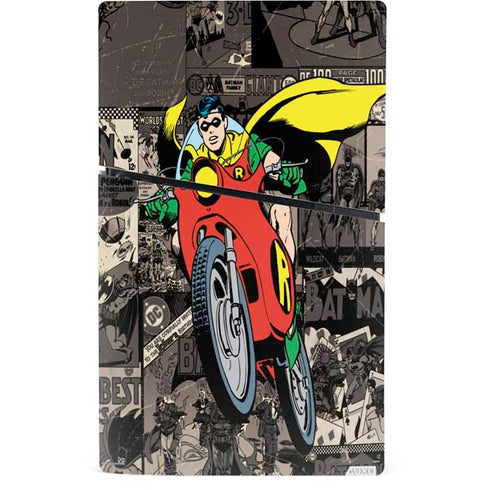 DC Comics Robin Vintage Action pose pattern PS5 Slim Digital Edition Console Skin
