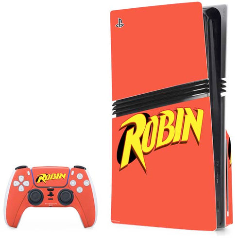 DC Comics Robin Official Logo PS5 Pro Disk Bundle Skin