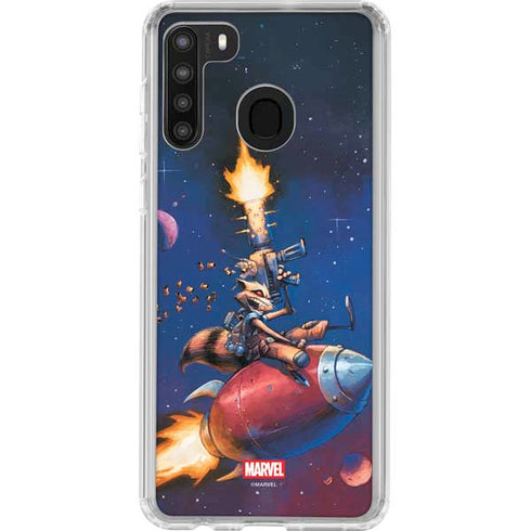 Marvel Rocket Raccoon Rocket Ride Galaxy A21 Clear Case