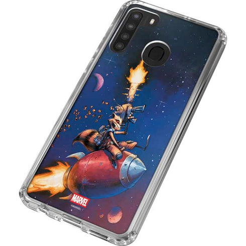 Marvel Rocket Raccoon Rocket Ride Galaxy A21 Clear Case