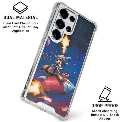 Marvel Rocket Raccoon Rocket Ride Galaxy S26 Ultra Clear Case