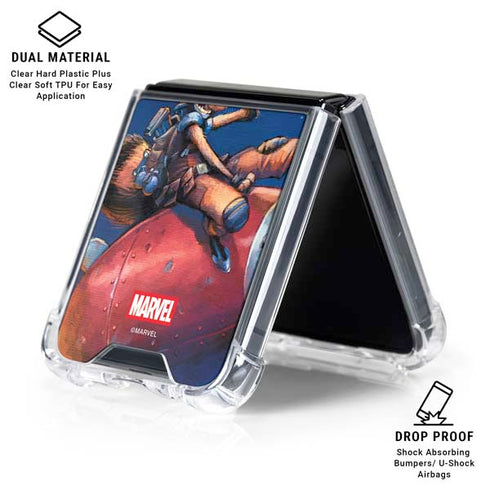 Marvel Rocket Raccoon Rocket Ride Galaxy Z Flip7 Clear Case